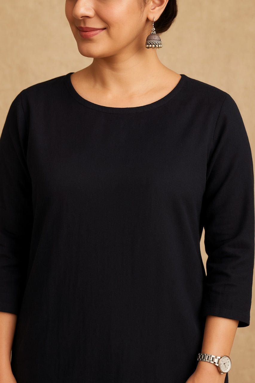 Women's Cotton Kurta pant sets - Black