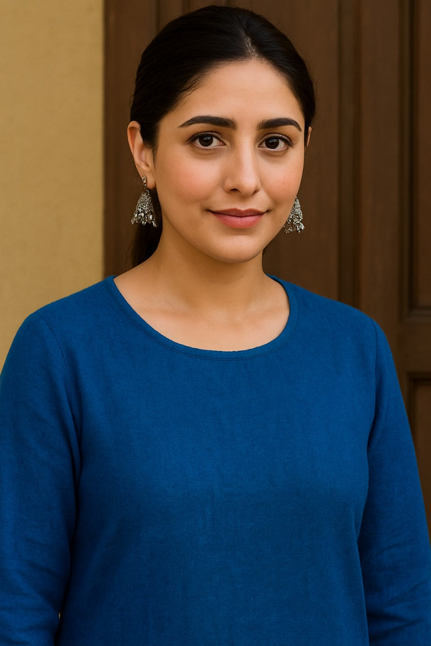 Women's Cotton Kurta pant sets - Blue