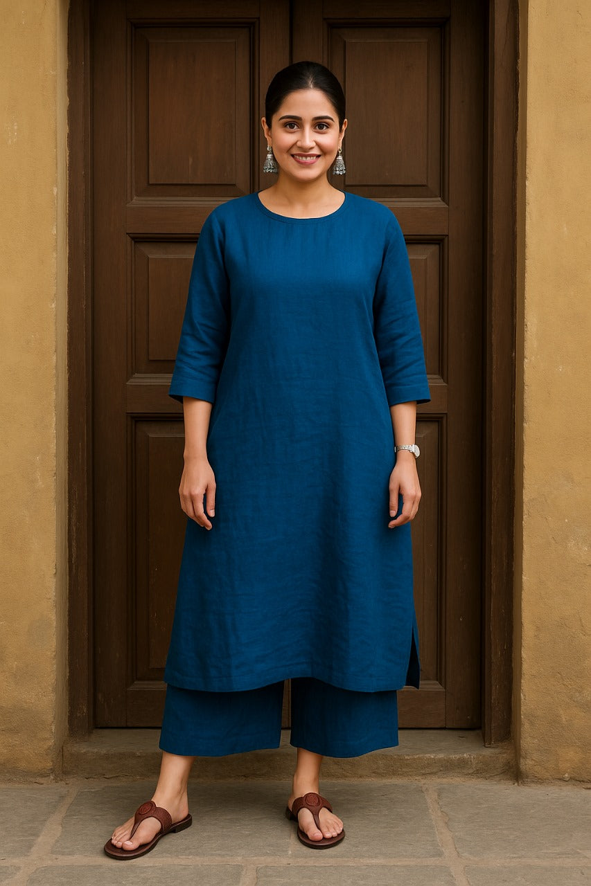 Women's Cotton Kurta pant sets - Blue