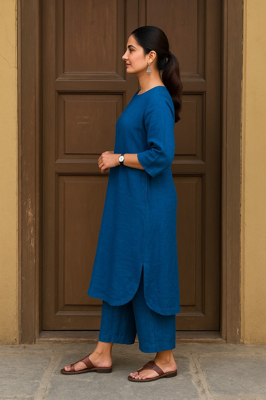 Women's Cotton Kurta pant sets - Blue