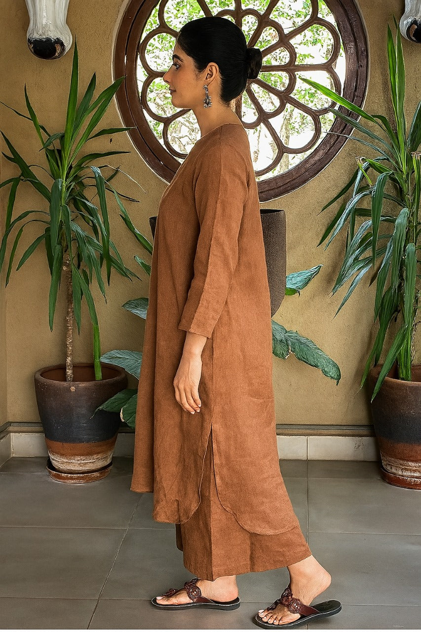 Women's Cotton Kurta pant sets - Brown