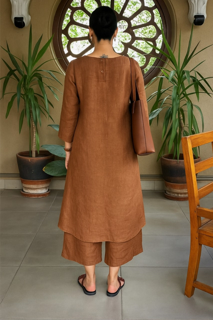 Women's Cotton Kurta pant sets - Brown