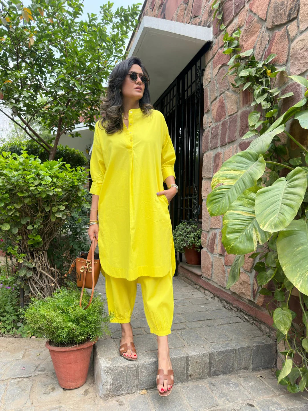 Neon Yellow Cotton Coord Set
