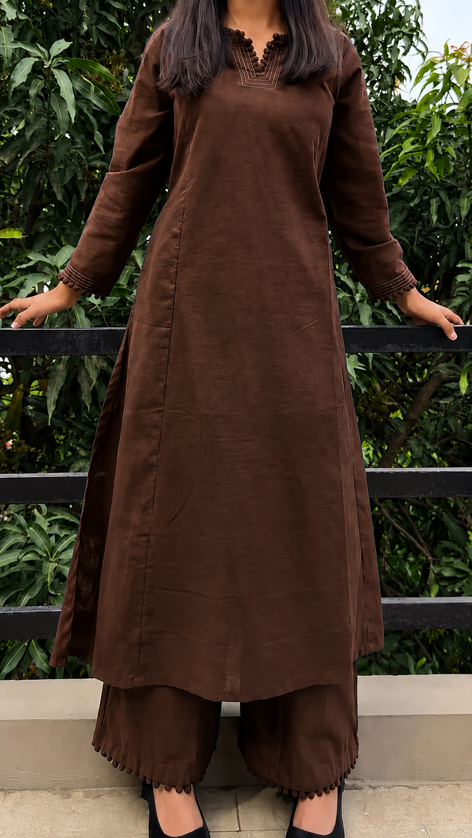 Festive Ready Brown Kurta Palazzo Co-Ord Set
