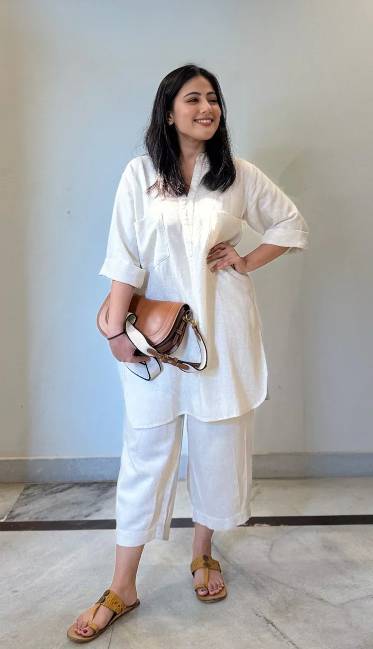 ivory Casual Cotton Co-ord Set for Women
