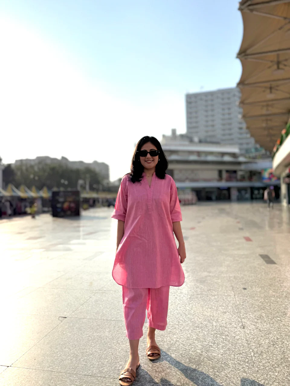 Pink Casual Cotton Co-ord Set for Women