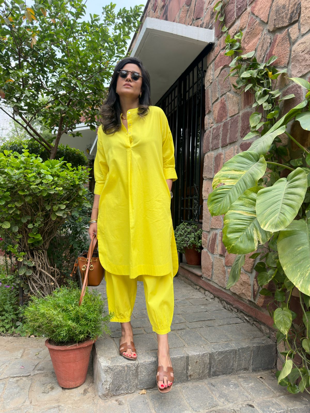 Neon Yellow Cotton Coord Set