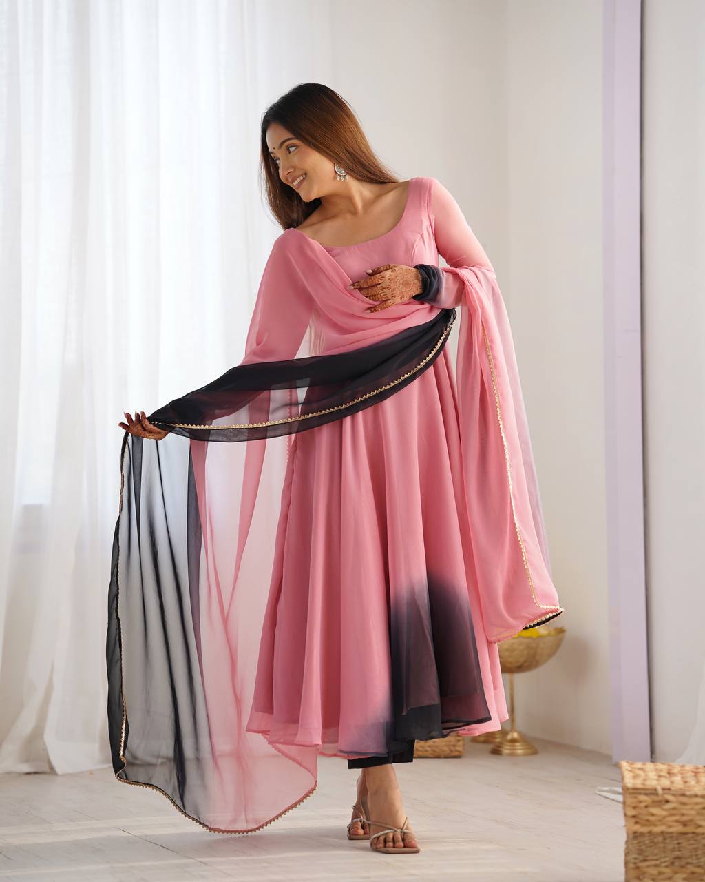 Pink Lady Georgette Anarkali Set