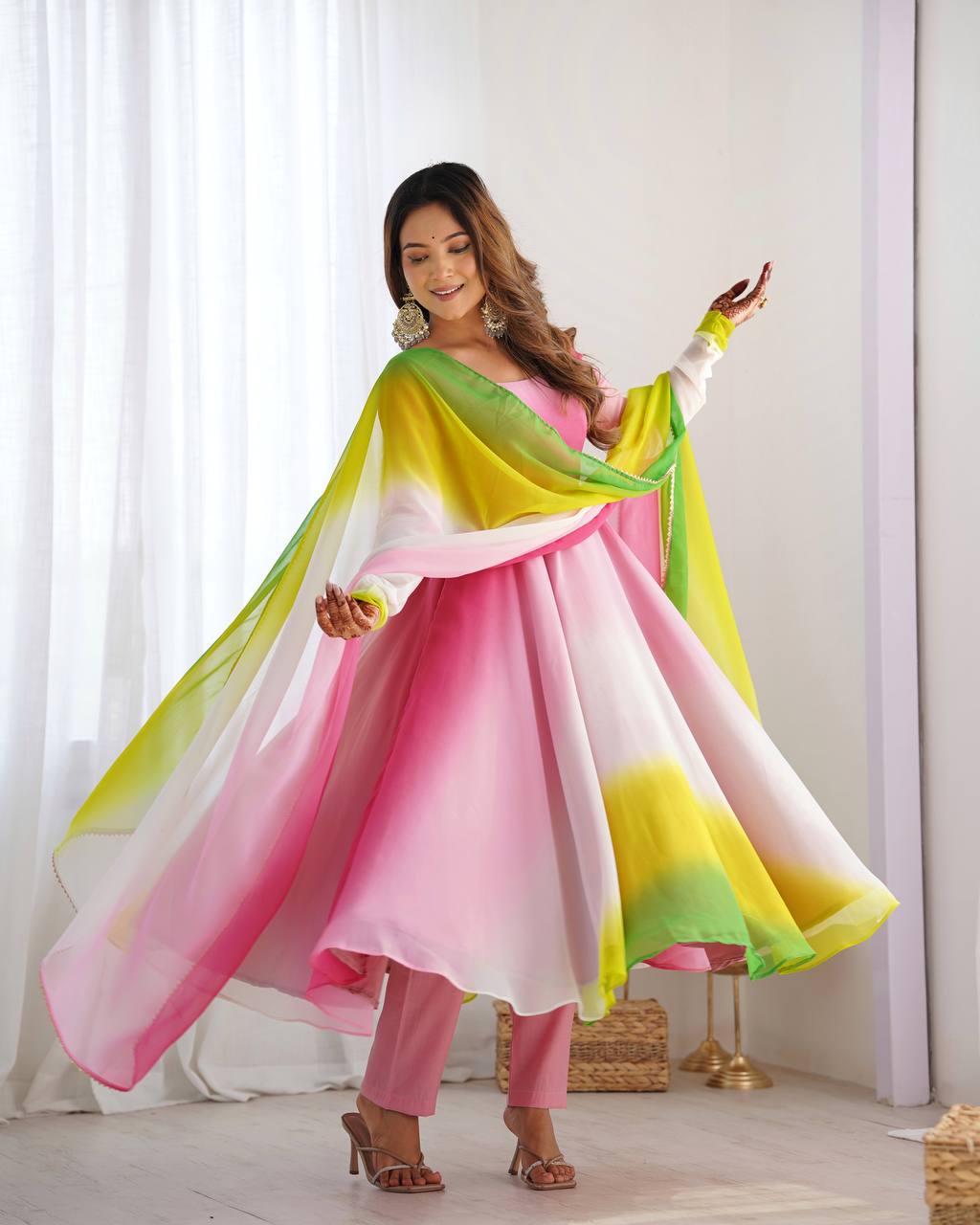 Trending Multi color Georgette Anarkali Set