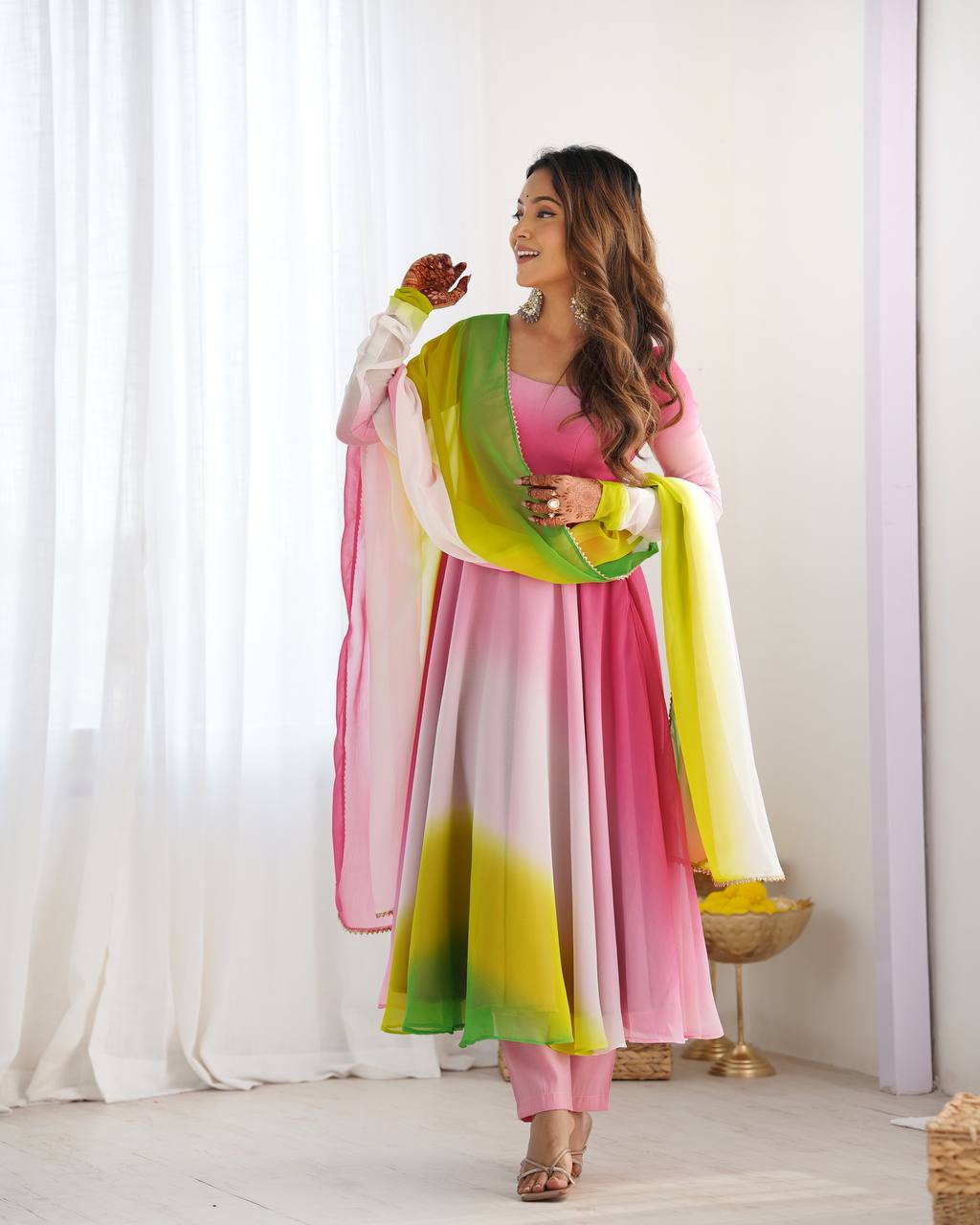Trending Multi color Georgette Anarkali Set