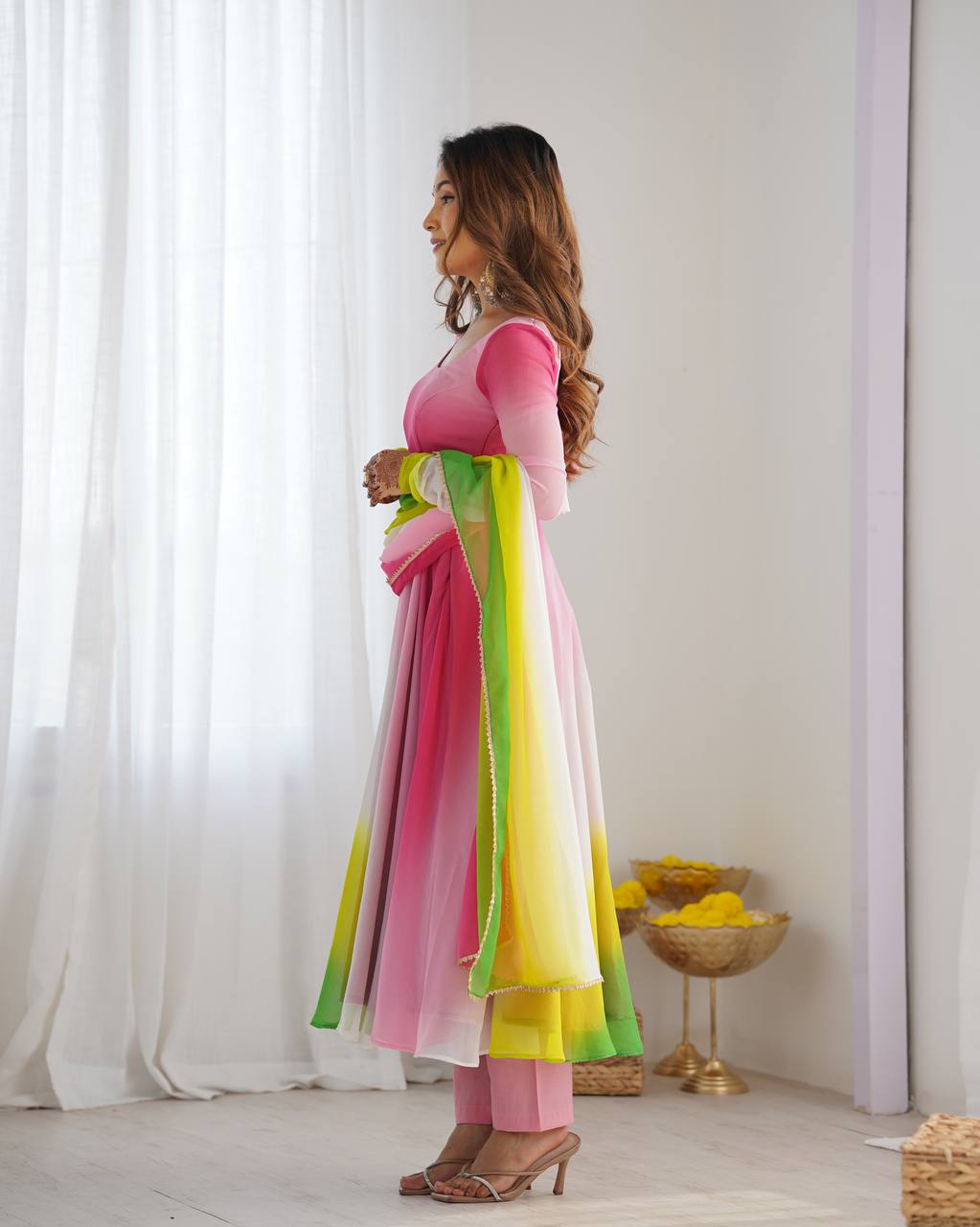 Trending Multi color Georgette Anarkali Set