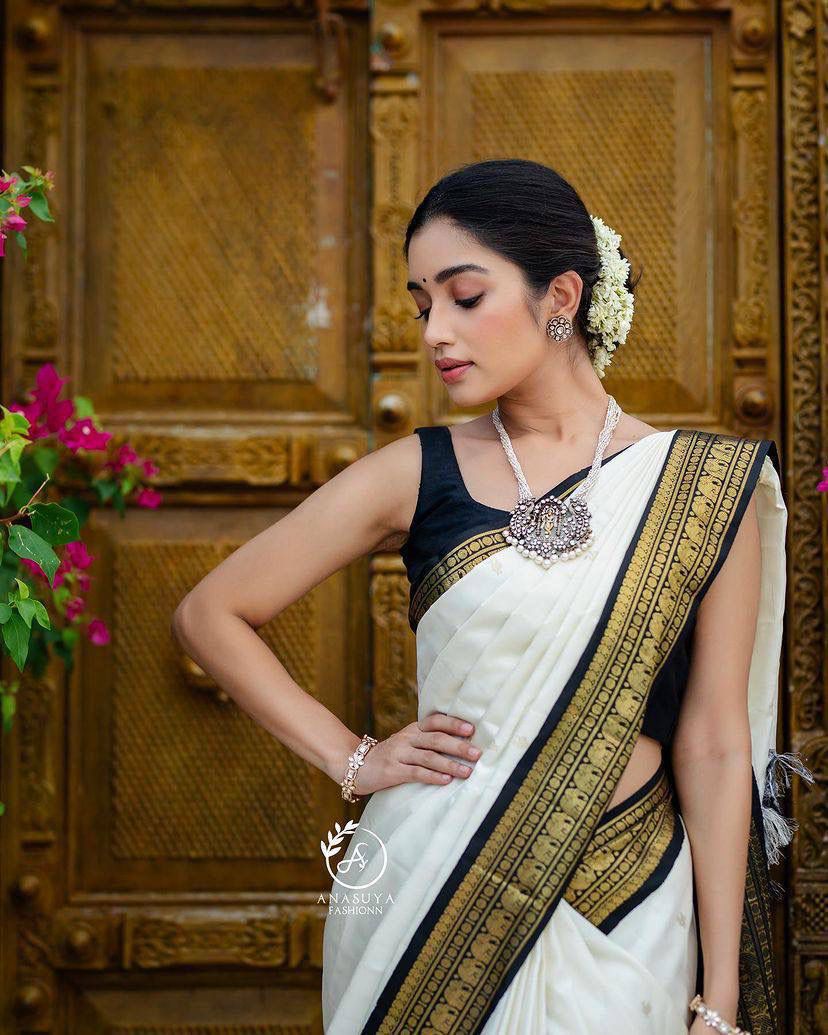 Women Woven Saree with Contrast Border
